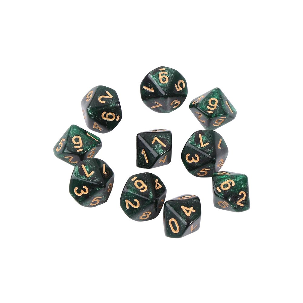 10pcs 10 Sided Dice D10 Polyhedral for Game 15mm RPG Family Party Game Household Multi-Color Dice Set