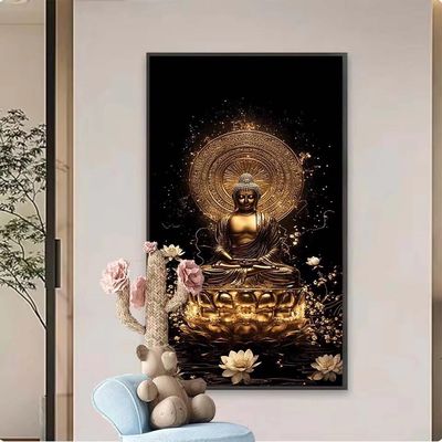Buddha Paint by Numbers for Adults,Lotus Paint by Number Acrylic with 3 Brushes,DIY Painting by Numbers for Beginner Kits,DIY Canvas Oil Painting Kit for Home Wall Decor Gift (NO Frame 30x90cm V-877