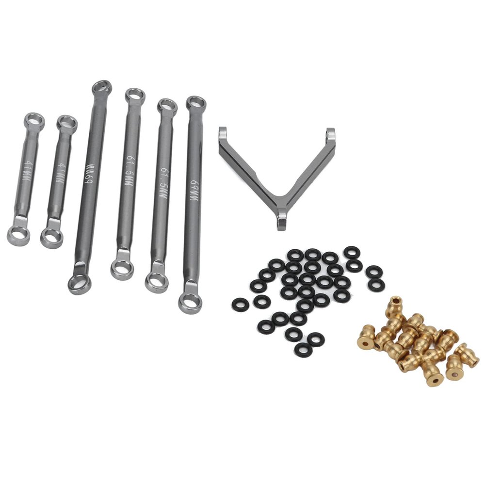 Aluminum Alloy Chassis Link Rod for 1/24 RC Crawler Car, RC Car Chassis Link Rod Upgrade Part, High Performance Linkage System with Brass Ball Heads and O Rings, Compatible with Ax (Ti Color)