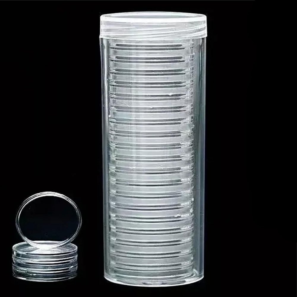 20 Coin Capsule Holders Direct Fit US 5C Nickel 21 mm with Storage Tube