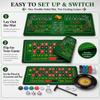 Roulette Wheel Game Set Include 47.2" x 23.6"Rubber Tabletop Layout Mat(Double Sided)10 Inch Roulette Wheel200 Chips Dealer ButtonWin Marker3 DicesChip Rake Casino Game Sets Gift Ideas view 3
