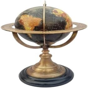 10-Inch Antique Rotating World Globe  Vintage-Style Modern Map on Brass & Wood Base | Elegant Home Office Dcor & Educational Gift