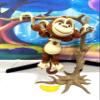 3D Printed Articulated Monkey with Banana in a Tree, 1pc 5" Tall Posable and Hangable Monkey, Articulated Animal Toy, Desk Decor (Brown & Beige) view 1