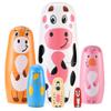 Yoption Farm Animal Nesting Dolls, Handmade Wooden Cute Cow Cattle Pig Chick Horse Bird Matryoshka Dolls for Easter Christmas Birthday Home Decoration view 1