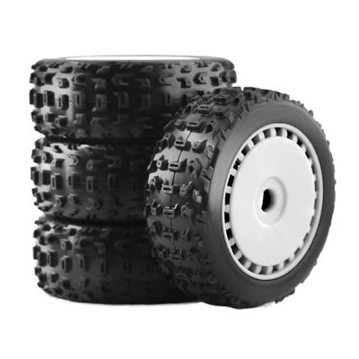 4pcs 116mm 1/8 Scale RC Off-Road Buggy Tires with 17mm Hex Wheels Compatible with Various 1/8 Scale RC Cars Like Talion and Similar Models(White)