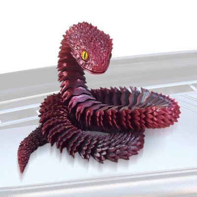 3D Printed Snake - Flexible, Movable Fidget Ornament Made of with a Length of 2.5 Feet, Realistic, Articulated Reptile Display Toy, Easy Moving Stationery