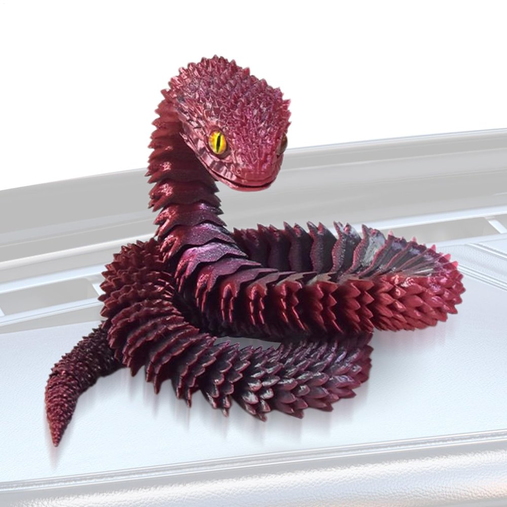 3D Printed Snake - Flexible, Movable Fidget Ornament Made of with a Length of 2.5 Feet, Realistic, Articulated Reptile Display Toy, Easy Moving Stationery