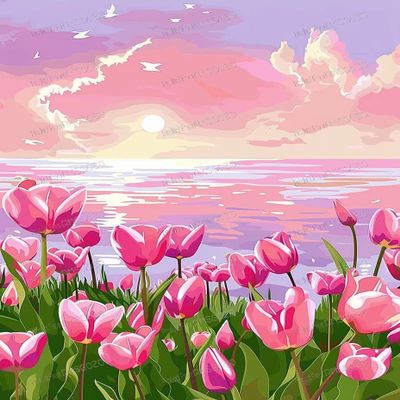 120 Piece Puzzles - Pink Tulip Lake - Fun Family 120 Piece Jigsaw Puzzle, 8 X 10 Inch, Recyclable Wooden Puzzle Pieces, Favorite Room Decor Or Gifts