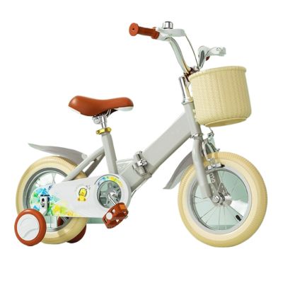 Wiggle Scooter Kids Bike Ages 2-9 Years Bikes with Doll Bike Seat and Basket Foldable Bicycle(Grey,14inch)
