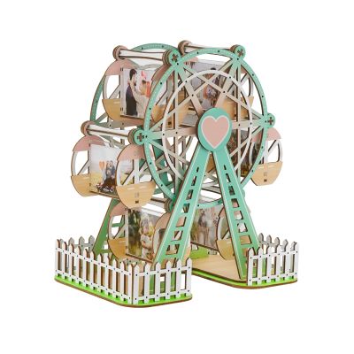 Cutywood 3D Wooden Puzzles for Adults, DIY Ferris Wheel with Spinning Photo Frames, DIY Model Kits for Adults Teens, Valentine Gifts for Girlfriend Families Women Men Desk Decor(Mint Green)