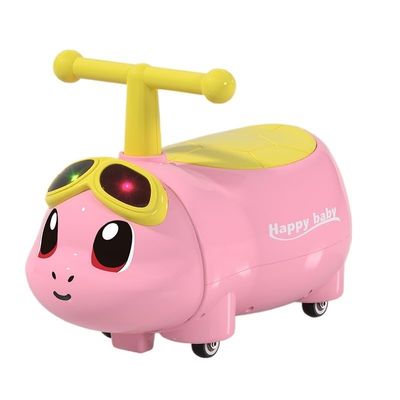 Wiggle Scooter Rocking Car Peanut Shape Wiggle Cars Music Light Anti-Rollover Silent Wheel Perfect As A Gift(Pink,with Music)