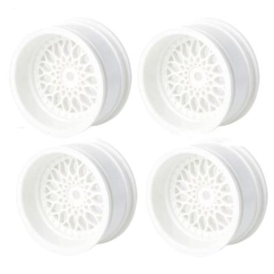 4pcs 52mm 1 10 Scale RC Car Plastic Wheel Rims Compatible with On Road Drift Racing Compatible with XV02 and Similar Models(White)