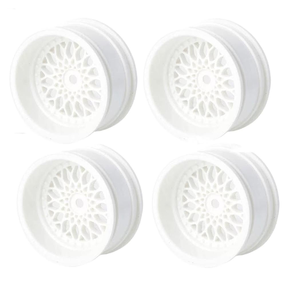 4pcs 52mm 1 10 Scale RC Car Plastic Wheel Rims Compatible with On Road Drift Racing Compatible with XV02 and Similar Models(White)