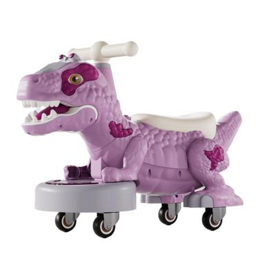 Wiggle Scooter Dinosaur Balance Bike Toddler 4-Wheel Twice Car with Music and Light Effects First Birthday Gifts(Purple)