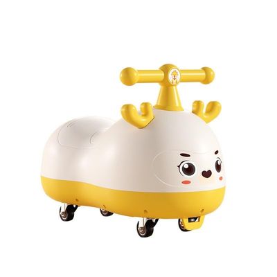 Wiggle Scooter Peanut Shape Wiggle Car for Kids with Music Light Anti-Rollover Silent Flash Wheels Multifunctional(Yellow,No Music)