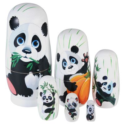 Yoption Panda Nestingdolls, Handmade Wooden Matryoshkadolls for Adults Easter Thanksgiving Christmas Birthday Home Decoration