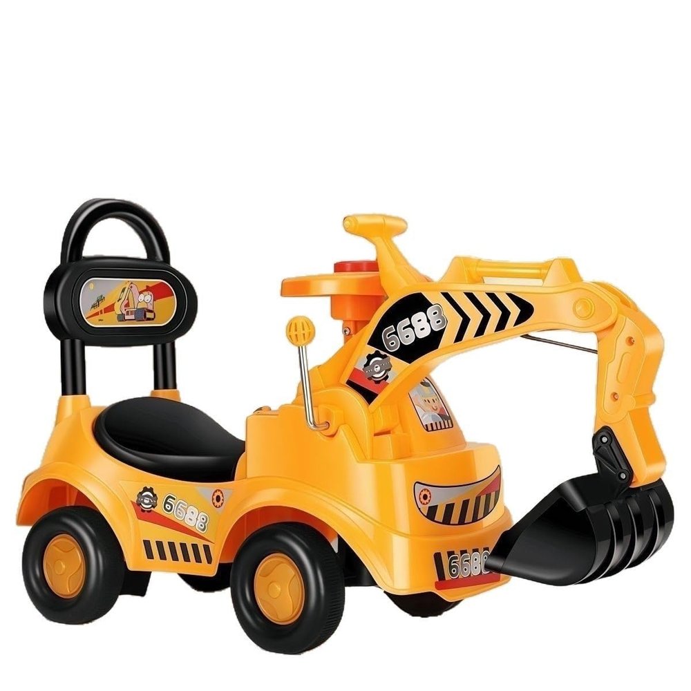 Wiggle Scooter Toy Tractors for Kids Ride On Excavator Music Sounds Digger Scooter Bulldozer Toddler Construction Truck Under Seat Storage(Yellow,Only Twice car)