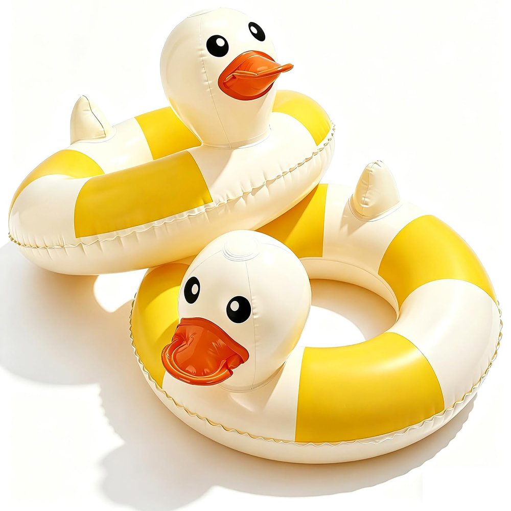2PCS 35IN Pool Swim Ring Inflatable Pool Floats Water Fun Large Adult Swimming Pool Float for Beach Lake Summer Holiday Beach Party (Duck-Pool Float,2)
