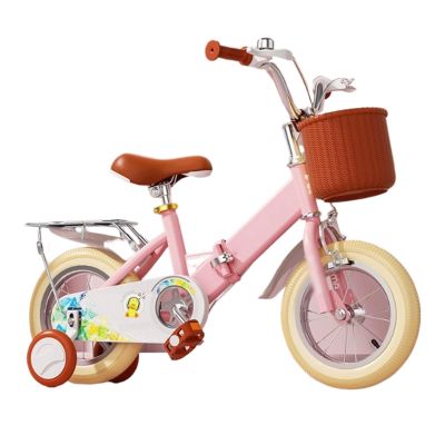 Wiggle Scooter Kids Bike Ages 2-9 Years Bikes with Doll Bike Seat and Basket Foldable Bicycle(Pink1,16inch)