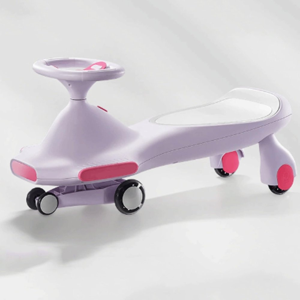 Wiggle Scooter Wiggle Car Wide Seat PU Silent Wheel Colorful Lights Ride on Toy Swing Car Uses for Ages 3 and Up(Purple)