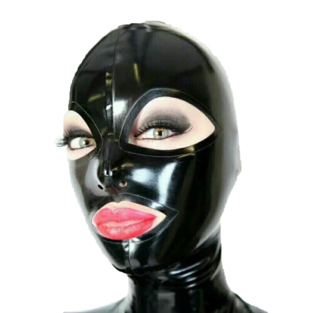ACBYRUD Latex Hood Rubber Party Mask for Catsuit Club Wear Cosplay Halloween (L)