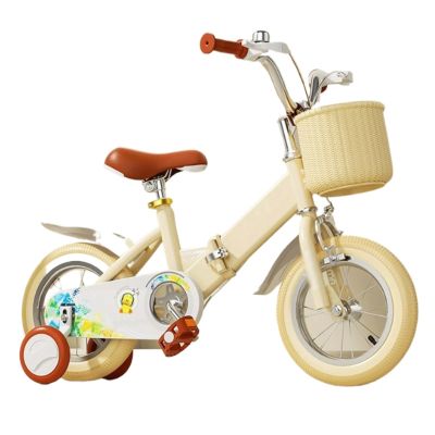 Wiggle Scooter Kids Bike Ages 2-9 Years Bikes with Doll Bike Seat and Basket Foldable Bicycle(Yellow,12inch)