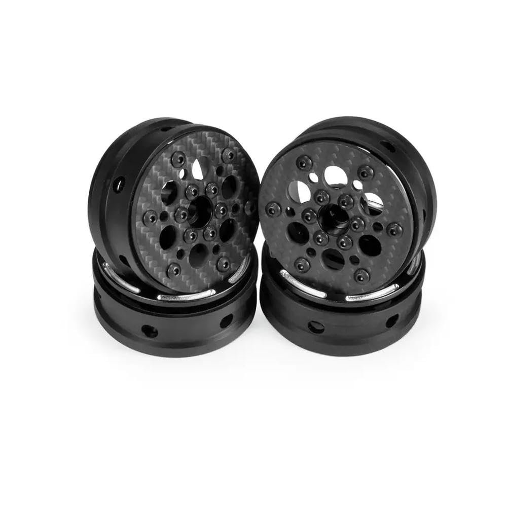 1.9 Carbon Fiber Beadlock Wheels Rim Compatible with 1/10 RC Crawler Rock Bouncer TF2 Gen8 VS4-10 Gmade R1 YK4102(4PCS D)