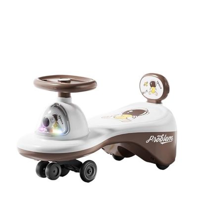 Wiggle Scooter Wiggle Car Stroller Sliding Walking Toys with Music Lights Baby Foot-to-Floor Walker for Boys and Girls(Brown,Normal Wheel)