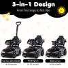 Costzon Push Car for Toddlers, 3 in 1 Toyota Licensed Stroller Sliding Walking Car w/Handle, Music, Safety Guardrail, Under-Seat Storage, Foot-to-Floor Kids Ride On Toys for Boys Girls (Black) view 2