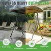 SCOMANAGE 2 Person Swing Replacement Top Cover, Waterproof Anti-UV Canopy Compatible with Garden Treasures Outdoor Garden Swing, Khaki view 4