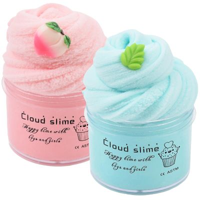Cloud Slime Kit 2 Pack, Non-Sticky DIY Slime, Stress Relief Toy, ASMR Sensory Toys, Party Favors for Girl Boys 6 7 8 9 10 11 12(2 * 100ML)
