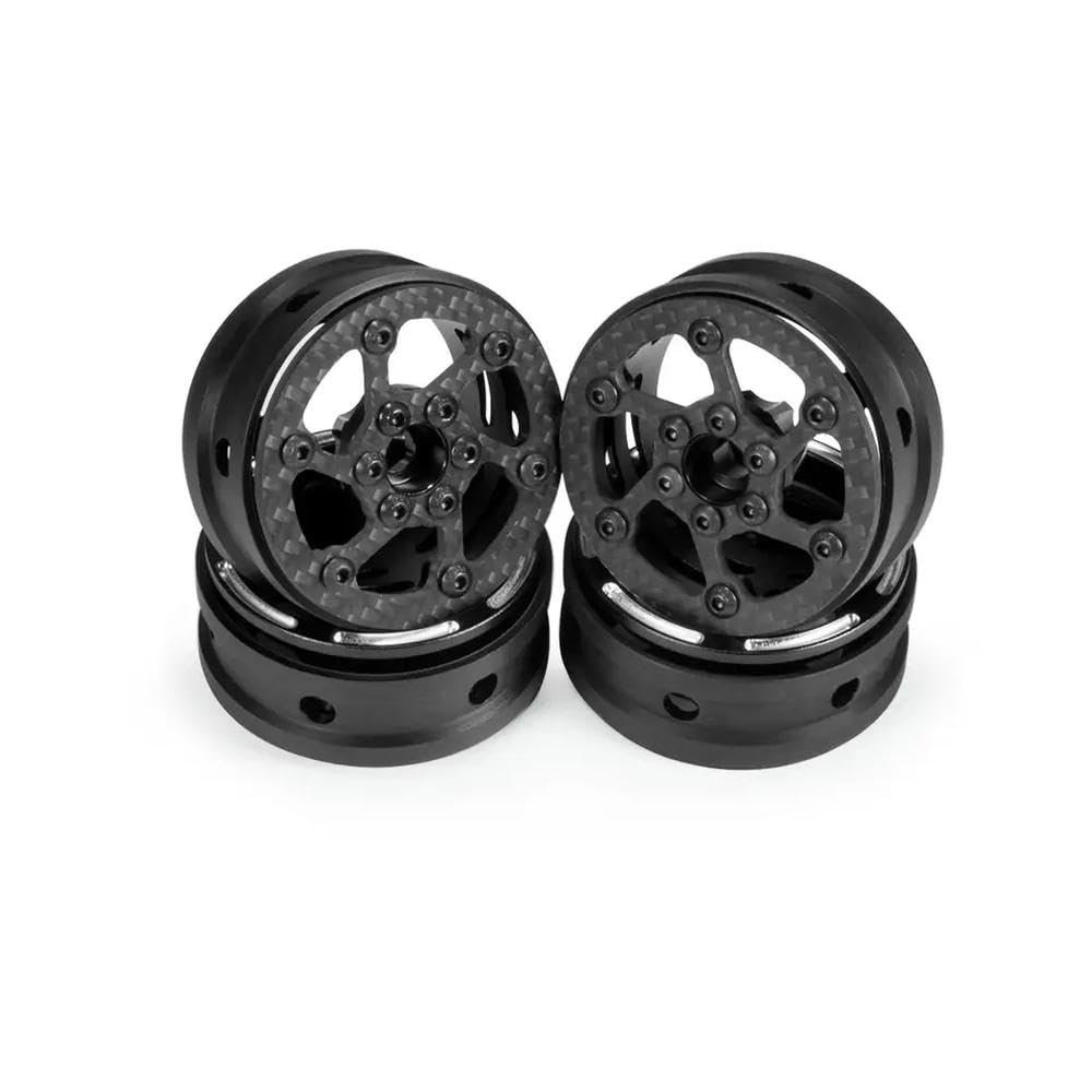 1.9 Carbon Fiber Beadlock Wheels Rim Compatible with 1/10 RC Crawler Rock Bouncer TF2 Gen8 VS4-10 Gmade R1 YK4102(4PCS B)