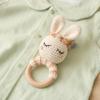 Natural Hand-Knit Wooden Baby Rattle - Soft Animal Shaped Sensory Toy for Newborns, Infants | Safe Beechwood & Crochet Texture | Perfect Baby Shower Gift view 3