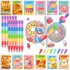 BenLouis 24 Fast Food Mini Coloring Books Kids with 24 Stacking Crayons Snacks Donut Pizza Party Favors Activity Books Bulk for Kids Delicious Fast Food Goodie Bag Gift Stuffer Classroom Reward view 1