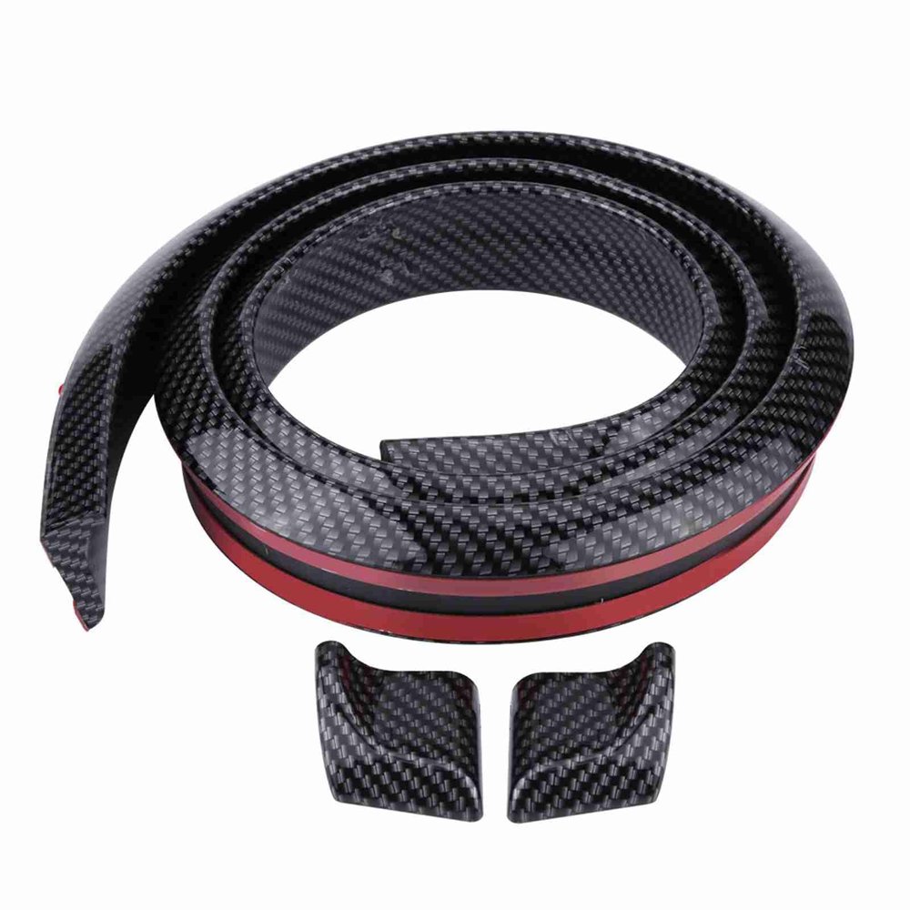 1.5m/4.9ft Carbon Fiber Soft Rubber Car Rear Roof Trunk Spoiler Wing Lip Sticker (Black)