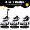 Costzon Push Car for Toddlers, 3 in 1 Toyota Licensed Stroller Sliding Walking Car w/Handle, Music, Safety Guardrail, Under-Seat Storage, Foot-to-Floor Kids Ride On Toys for Boys Girls (White) view 2