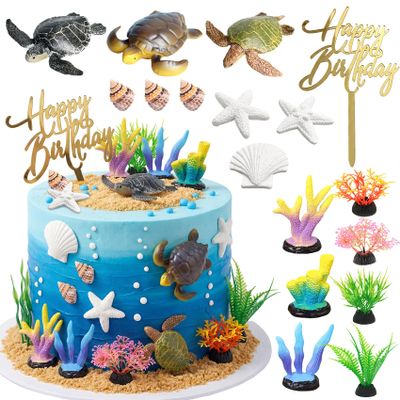 17PCS Turtle Cake Topper Turtle Cake Decorations for Kids Party Baby Shower Supplise