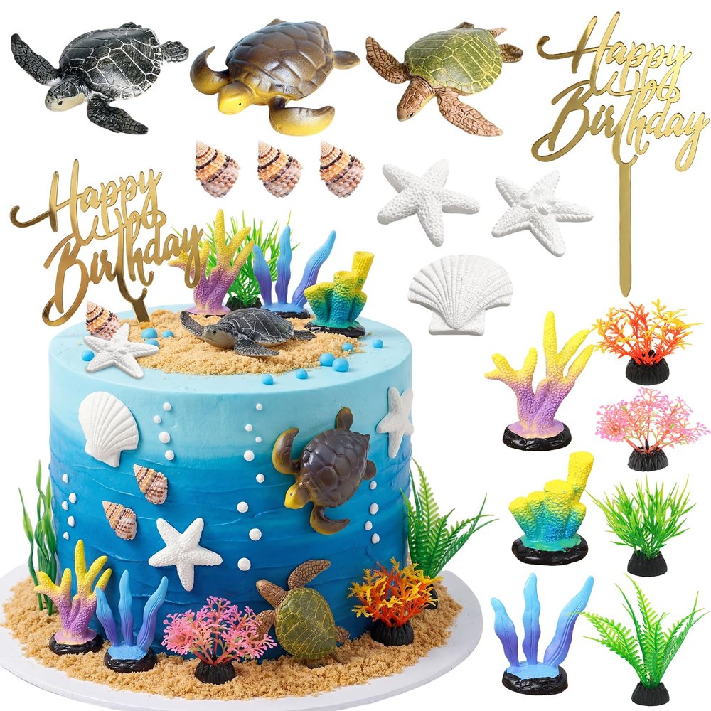 17PCS Turtle Cake Topper Turtle Cake Decorations for Kids Party Baby Shower Supplise