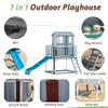 HOMMOW Outdoor Kids Playhouse, Cedar Wooden Outdoor Playhouse with Slide,Growth Chart,Interactive Play Kitchen,Installation Manual and Videos, Blue Grey view 2