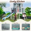 HOMMOW Outdoor Kids Playhouse, Cedar Wooden Outdoor Playhouse with Slide,Growth Chart,Interactive Play Kitchen,Installation Manual and Videos, Blue Grey view 3