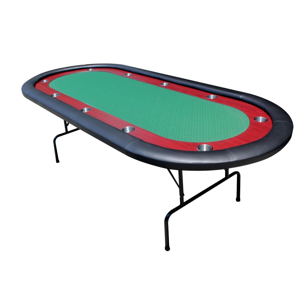 Geelife 96" Light Series Foldable Poker Table with Wooden Racetrack Felt Stainless Legs Cup Holders Green