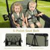 Kinder King Wagon Stroller for 4 Kids, All-Terrain Foldable Outdoor Stroller Wagon 4 Seater, Removable Canopy, Adjustable Handle, Shock-Absorbing Wheel, Detachable Tray, Large Storage, Green view 4
