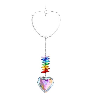 Texvora Crystal Heart, 13.8 In Hanging Ornament, Rainbow Window Prism, Memorial Gift, Acrylic