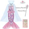 JQGBBOX Pink Mermaid Costume for Girls 3-12Y with Cape, Crown & Scepter, Girls Princess Dress Up Outfit, Kids Halloween Party Costume (9-10Y) view 3