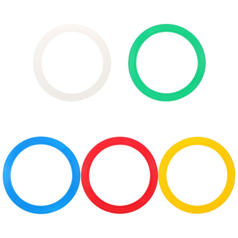 BESPORTBLE 5pcs Juggling Rings Set for Circus Performers, Lightweight Plastic Acrobatic Throwing Rings for Hand Skills Training, Carnival and Party Juggling Props in White, Red, Yellow,