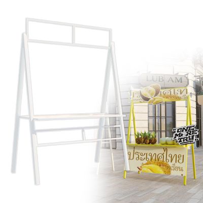 Outdoor Vendor Cart, Portable Metal Market Display Stand, Foldable Iron Stall Kiosk for Selling Snacks, Sweets, and Toys - Quick DIY Assembly