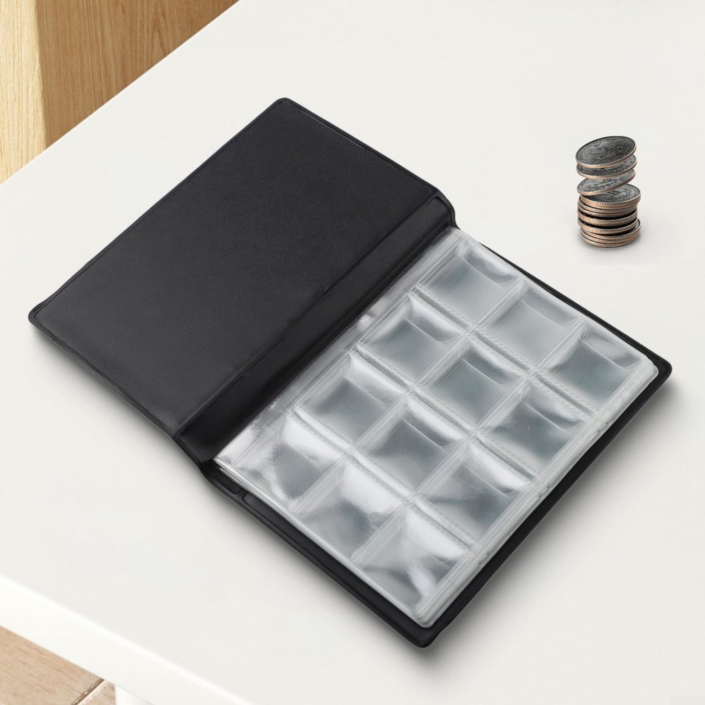 120 Pockets Coin Album, Penny Collecting Book, Souvenir Coin Collection Holder, Coin Collecting Book With 10 Page, 30X30 Mm Grid Holder For Medallions, Badges