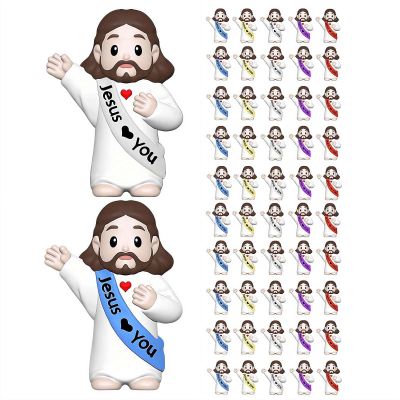 CTDWNT 50Pcs Little Jesus Figures,Multicolor Jesus Loves YouBaby Figure Mini for Easter Egg Stuffers to Hide and Seek,Sunday School Religious Party Share Religious Celebrations (Mix Colour)