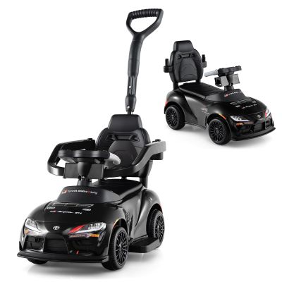 HONEY JOY Ride On Push Car for Toddlers, Licensed Toyota Ride On Sliding Car w/Handle & Handrails, Music & Lights, Under Seat Storage, No Batteries, Kids Ride On Toys for Boys and Girls (Black)