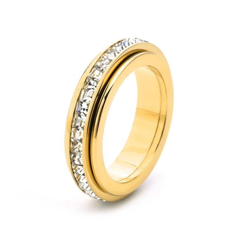 GOKKAS Sparkling Spinning Ring, Gold Anxiety Ring for Women, Relieves Anxiety, Symbolizes Vows & Luck, Waterproof & Fade-Resistant (gold,8)